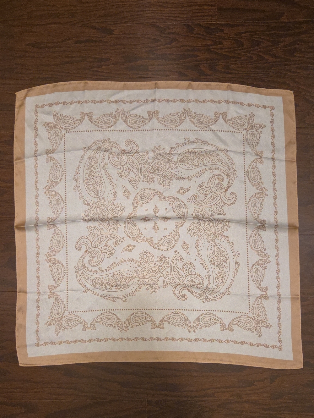Neutral Paisley Square Scarf - Beige and Cream